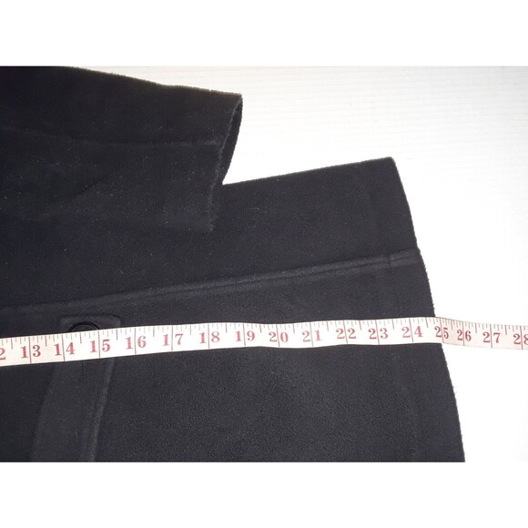 Lands End Women's XS Double Breasted Thermacheck Fleece Pea Coat Black - Picture 7 of 7
